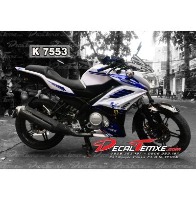 Tem Fz150i Monster Xanh Trắng