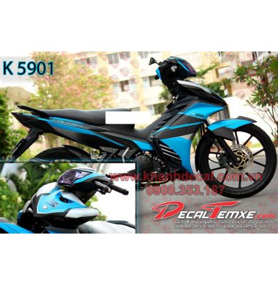 Tem Exciter 2012 phối xanh đen bạc