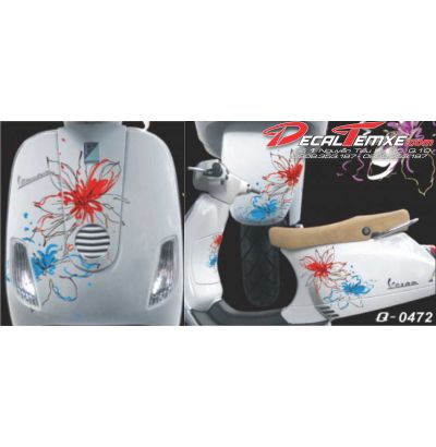 Tem Vespa Bông Hoa xanh đỏ