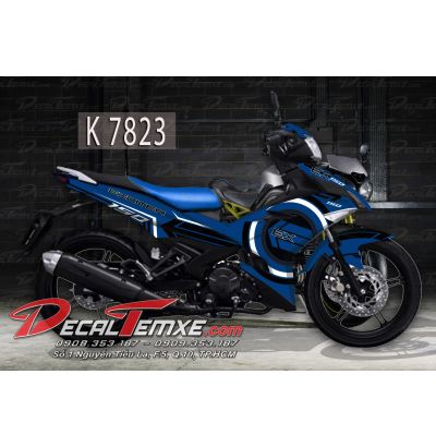 Tem Exciter 150 xanh đen trắng