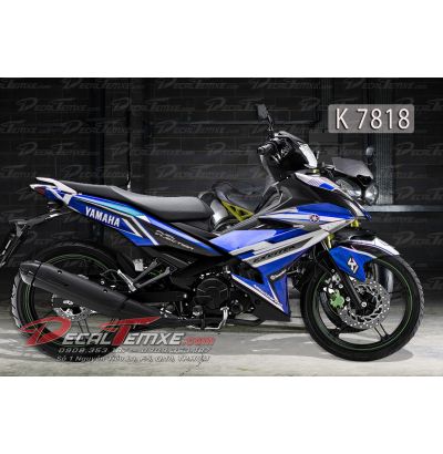 Tem Exciter 150 xanh đen bạc