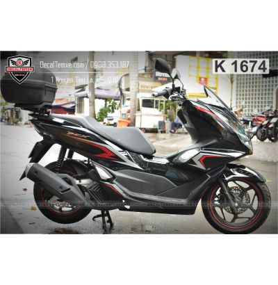Tem PCX160 hoa văn xám đỏ