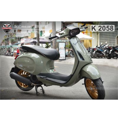 Vespa Sprint wrap xanh khaki