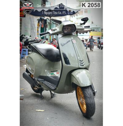 Vespa Sprint wrap xanh khaki