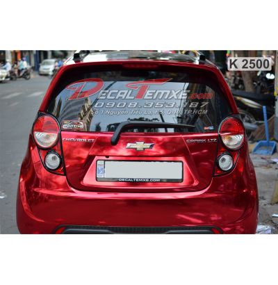 Chevrolet Spark wrap đỏ crom