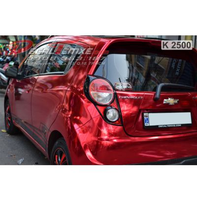 Chevrolet Spark wrap đỏ crom