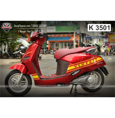 Tem Vento sọc Vinfast xe màu đỏ