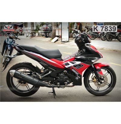 Tem xe Exciter 150 Akrapovic đỏ đen